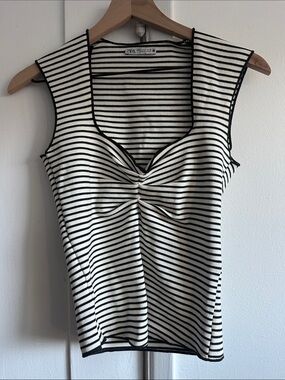 Zara Black & White Striped Top